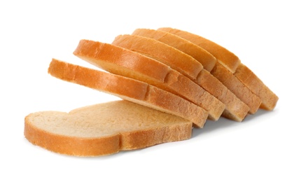 Photo of Slices of wheat bread isolated on white