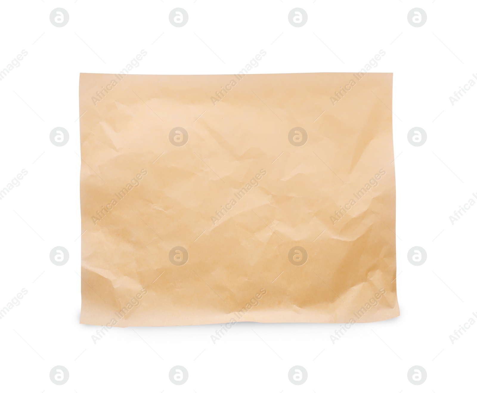 Photo of Sheet of crumpled baking paper isolated on white