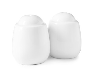 Photo of Salt and pepper shakers isolated on white