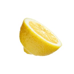 Photo of Half of lemon isolated on white. Citrus fruit