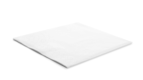 One clean paper napkin on white background