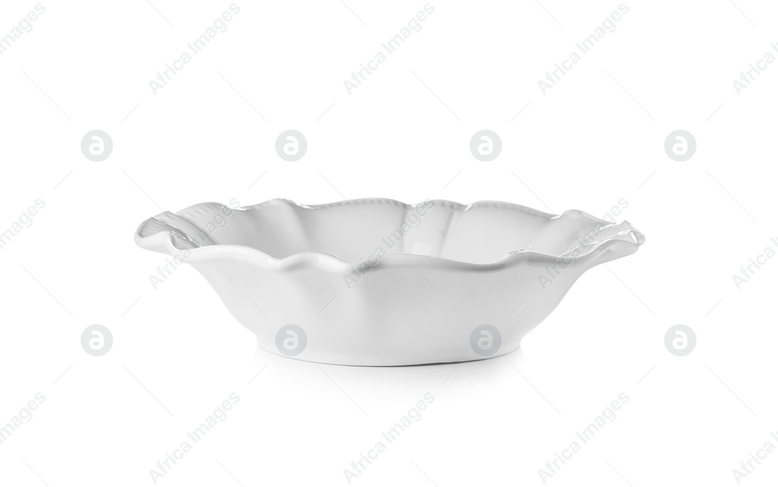 Photo of Ceramic bowl on white background. Washing dishes