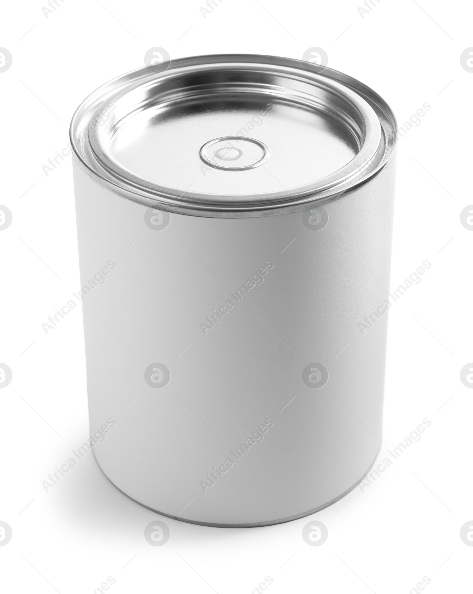 Photo of Closed blank can of paint isolated on white