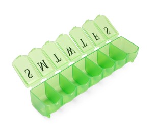 One empty pill organizer isolated on white