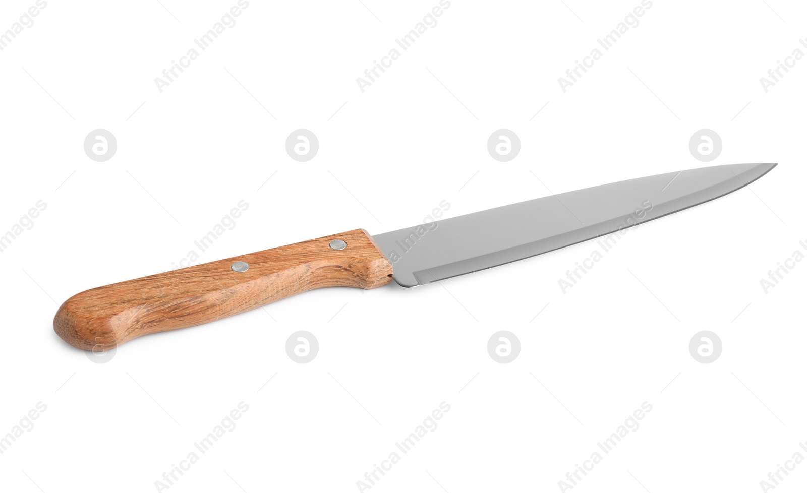 Photo of One knife with wooden handle isolated on white