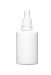 Photo of Plastic bottle with medicament on white background. Medical treatment