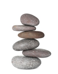 Photo of Stack of spa stones on white background