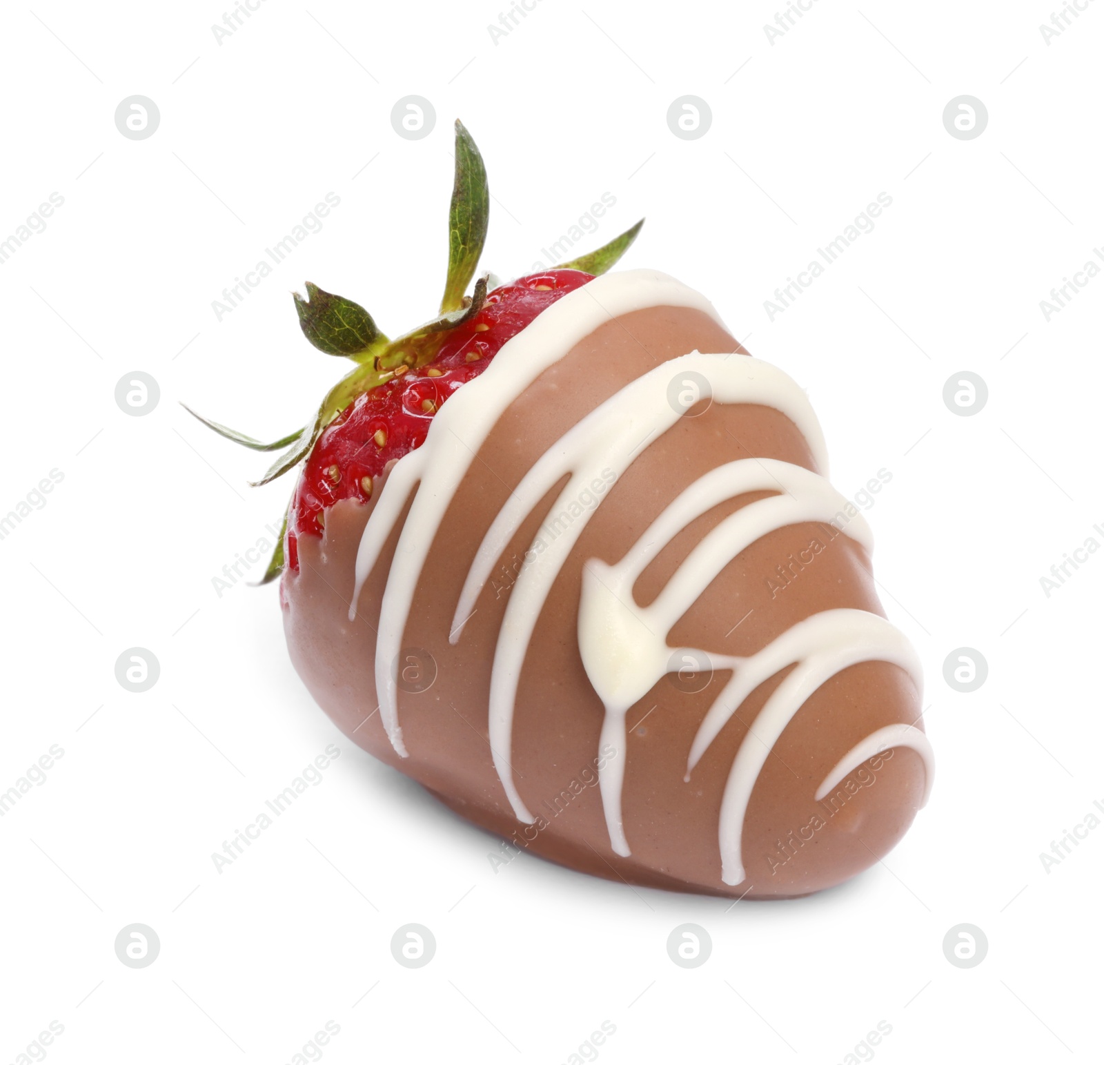 Photo of Delicious strawberry covered with chocolate isolated on white