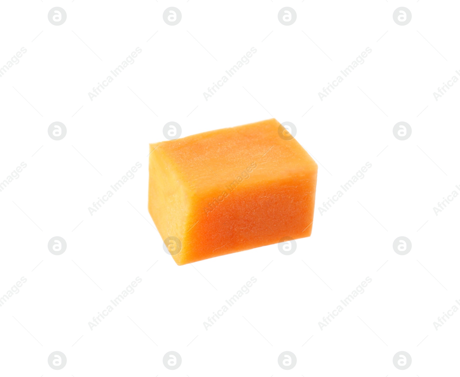 Photo of Cube of fresh ripe carrot isolated on white