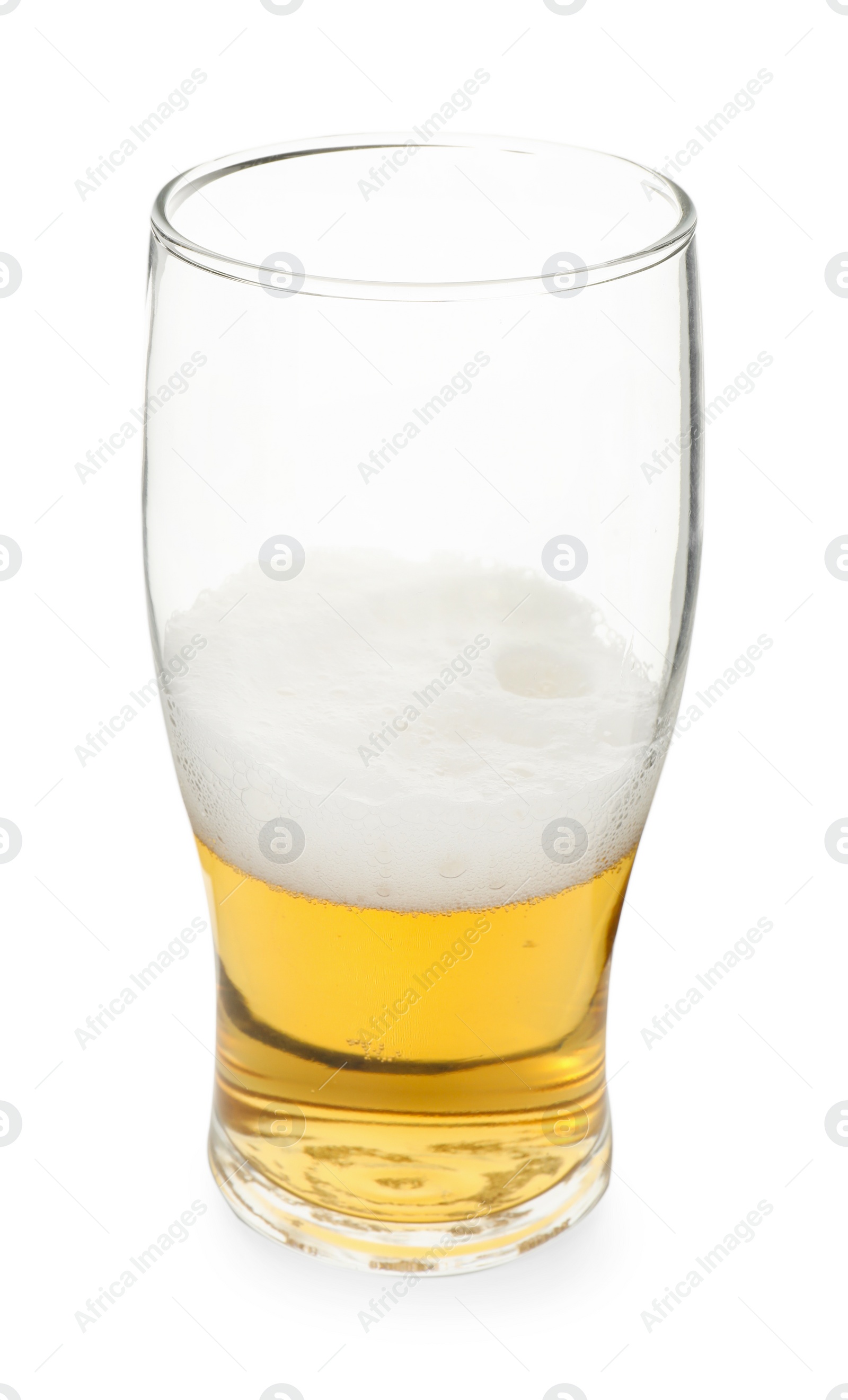 Photo of Half full glass of beer isolated on white