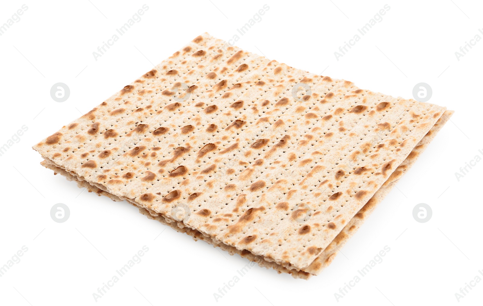 Photo of Passover matzos isolated on white. Pesach celebration