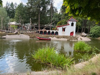 Photo of Amersfoort, the Netherlands - August 20, 2022: Beautiful view of canal in DierenPark