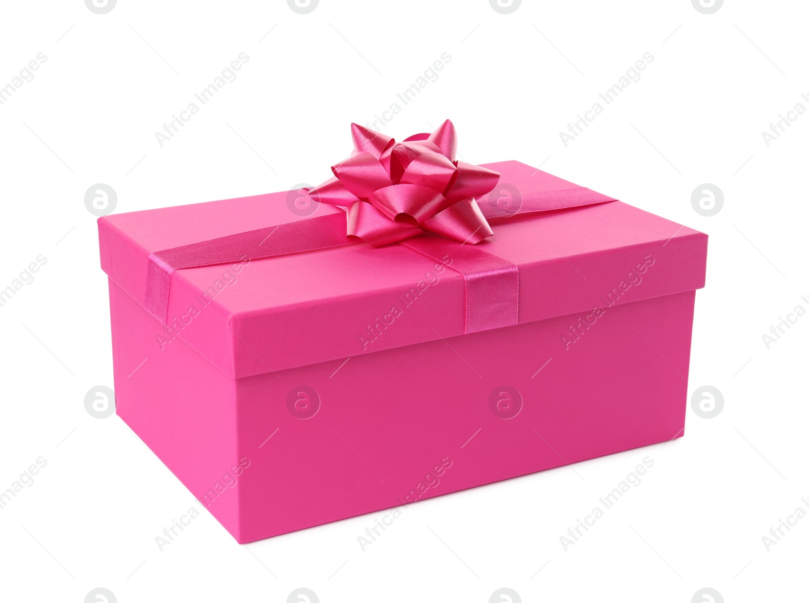 Photo of Pink gift box with bow isolated on white