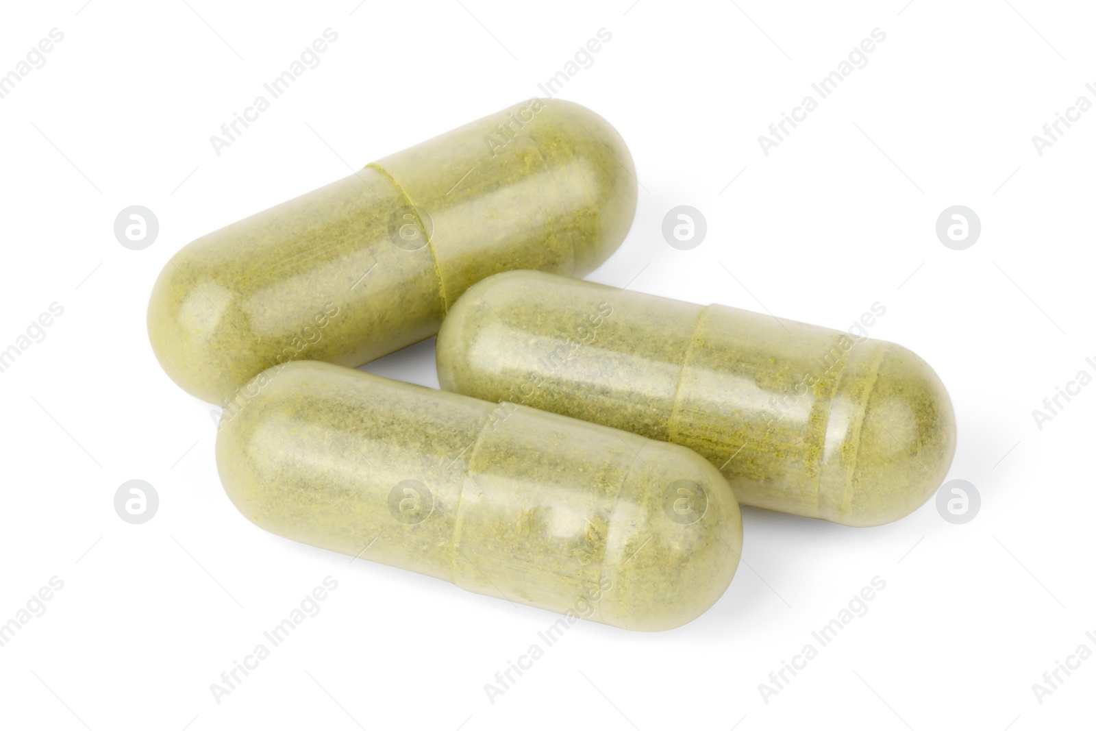 Photo of Vitamin capsules isolated on white. Health supplement