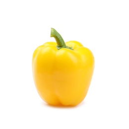 Photo of Ripe yellow bell pepper on white background