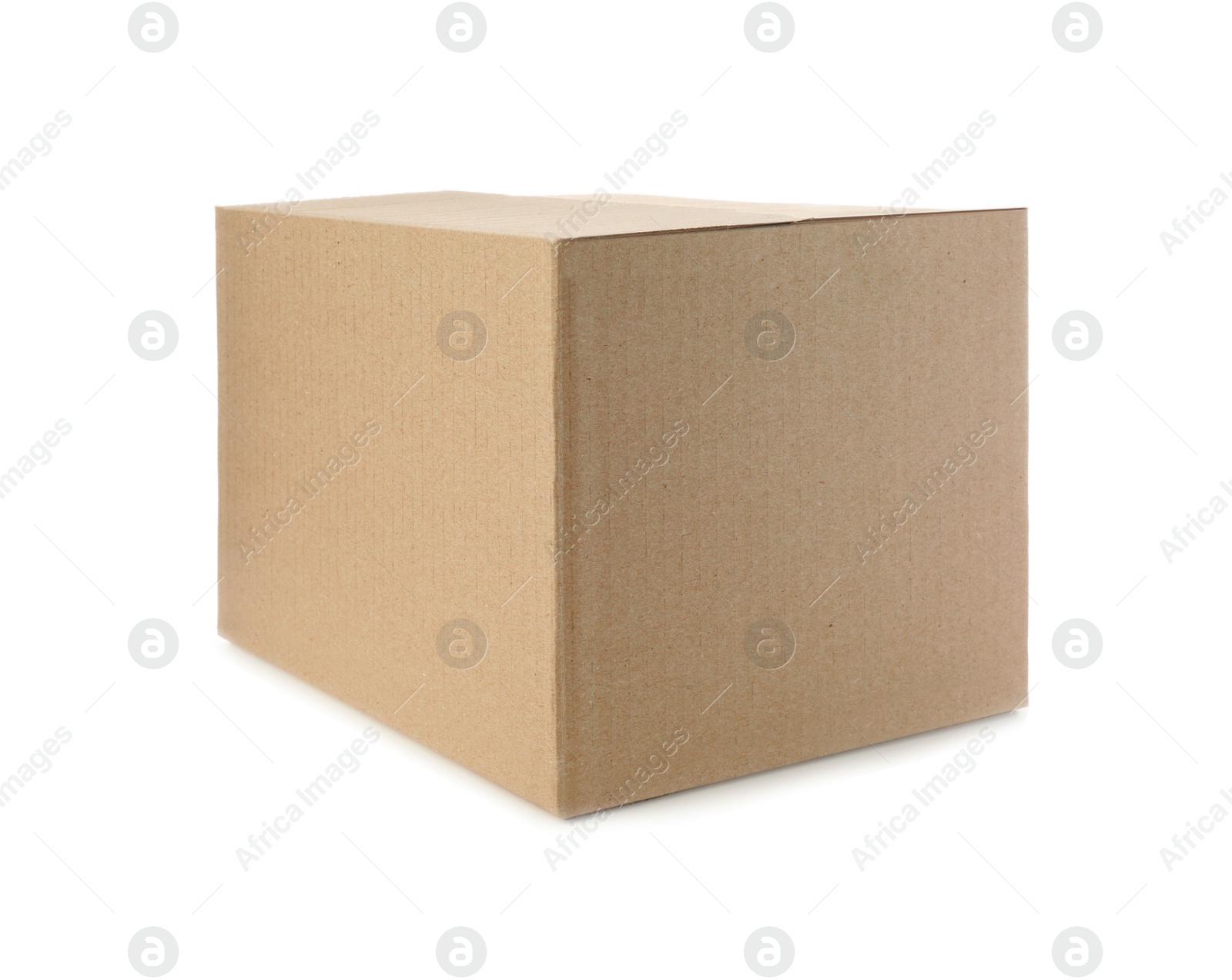 Photo of One closed cardboard box on white background