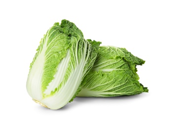 Fresh ripe Chinese cabbages on white background