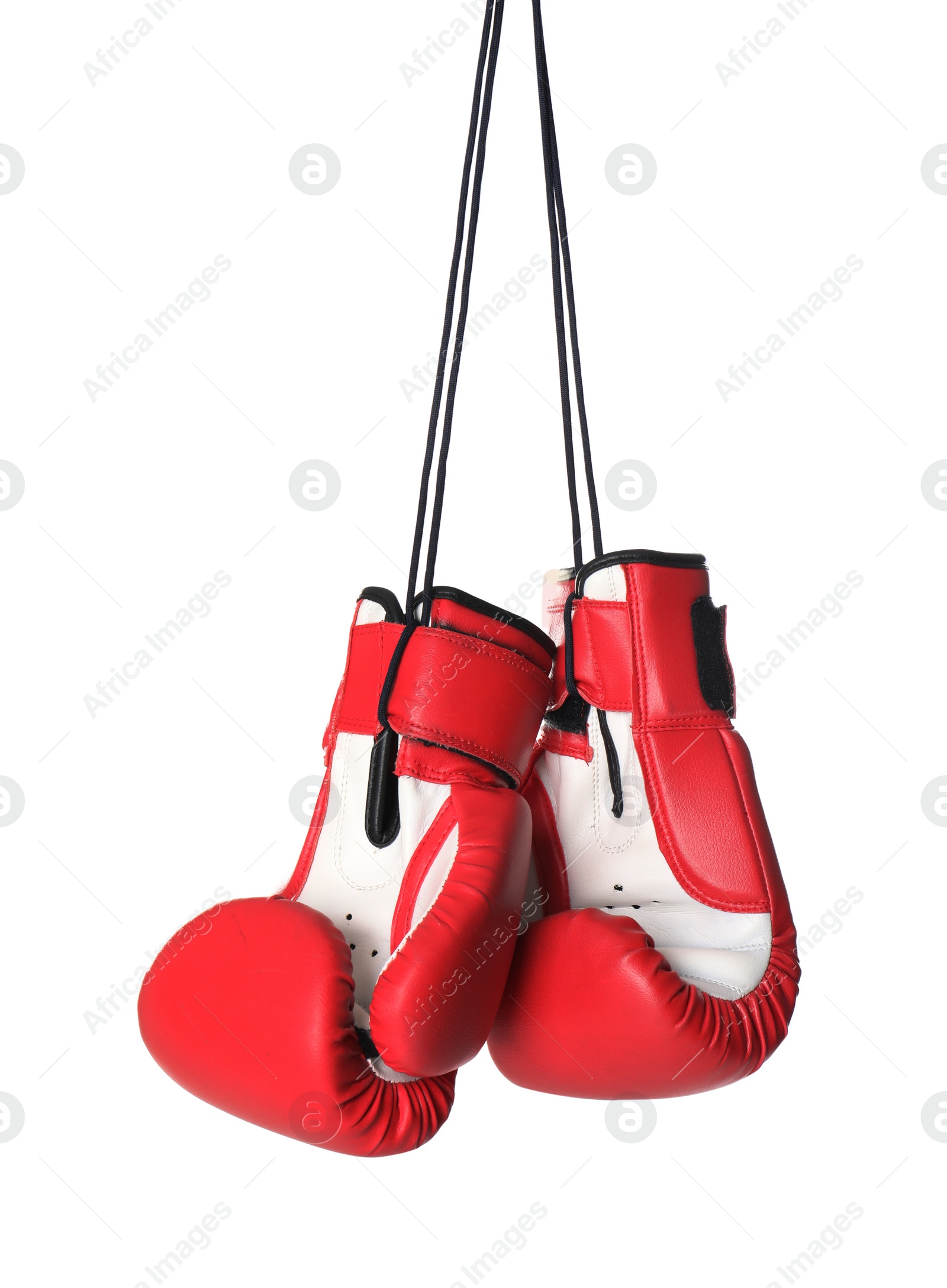 Photo of Pair of boxing gloves on white background