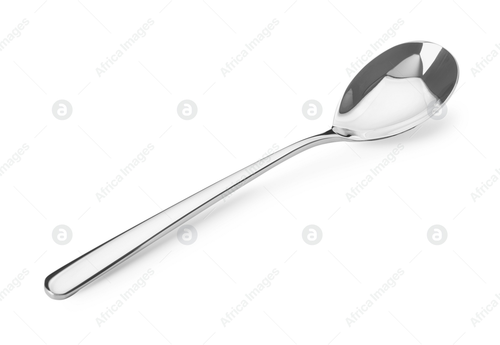 Photo of One shiny silver spoon isolated on white