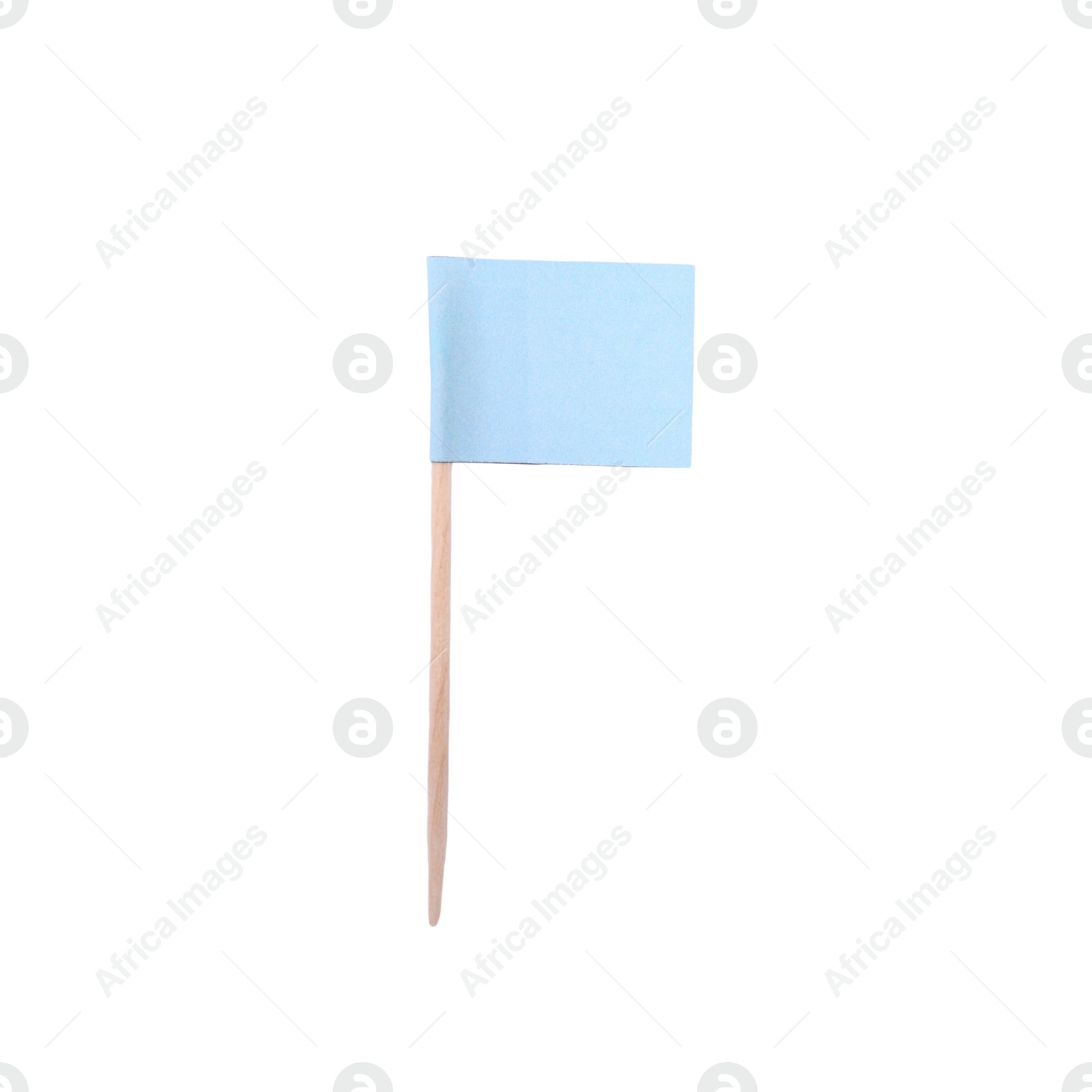 Photo of Small light blue paper flag isolated on white