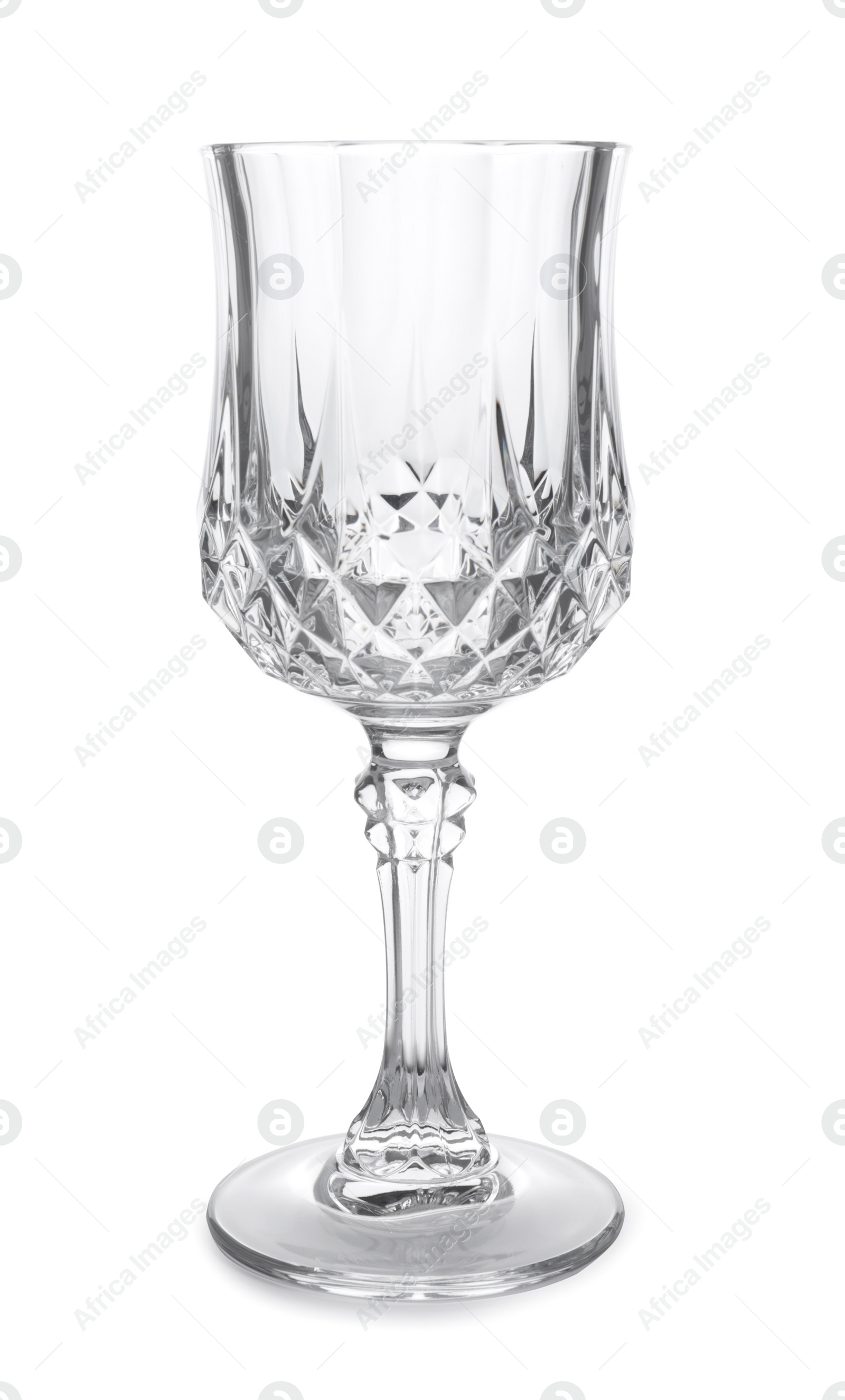 Photo of Elegant clean empty wine glass isolated on white