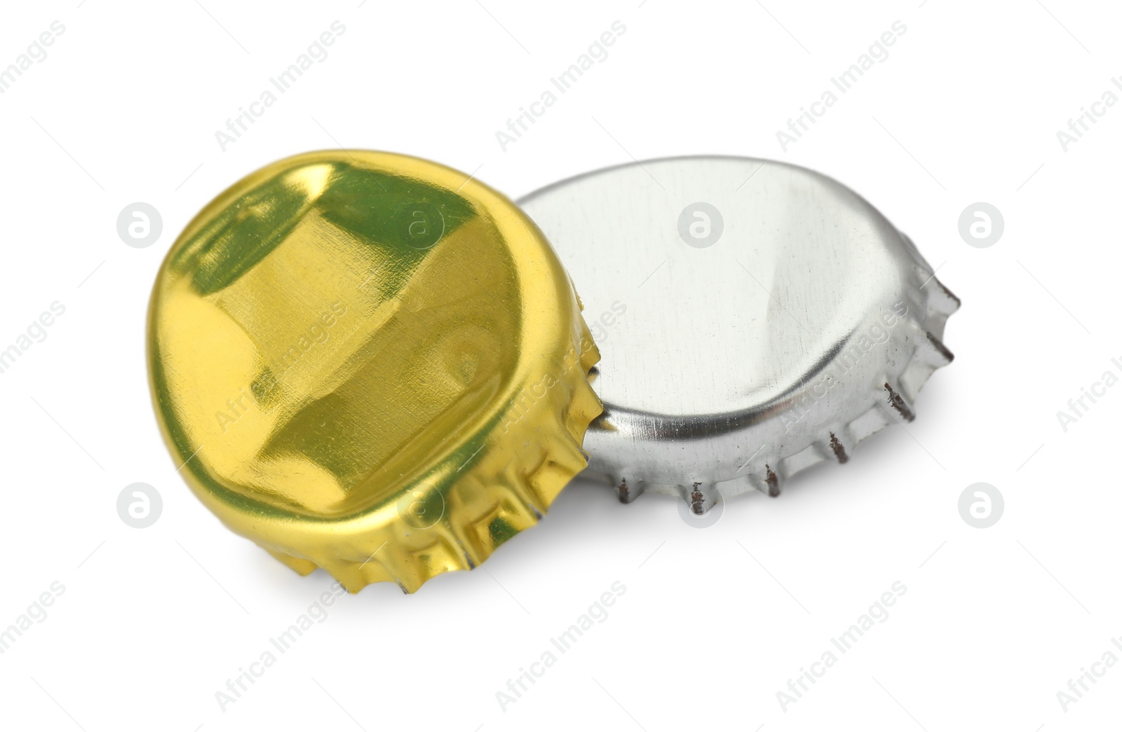 Photo of Two beer bottle caps isolated on white