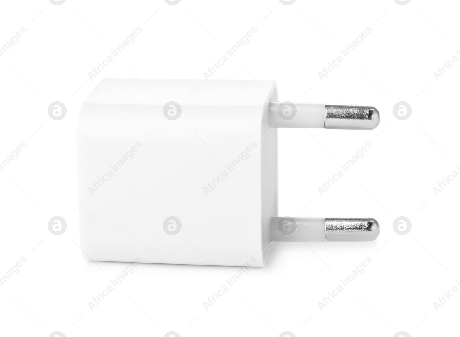Photo of USB power adapter for battery charging isolated on white