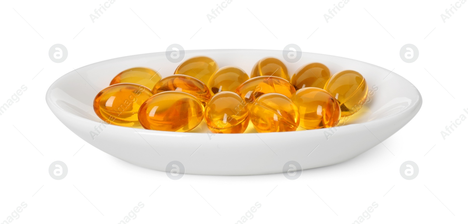 Photo of Vitamin capsules isolated on white. Health supplement