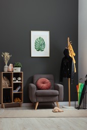 Photo of Modern hallway interior with stylish furniture and decorative elements