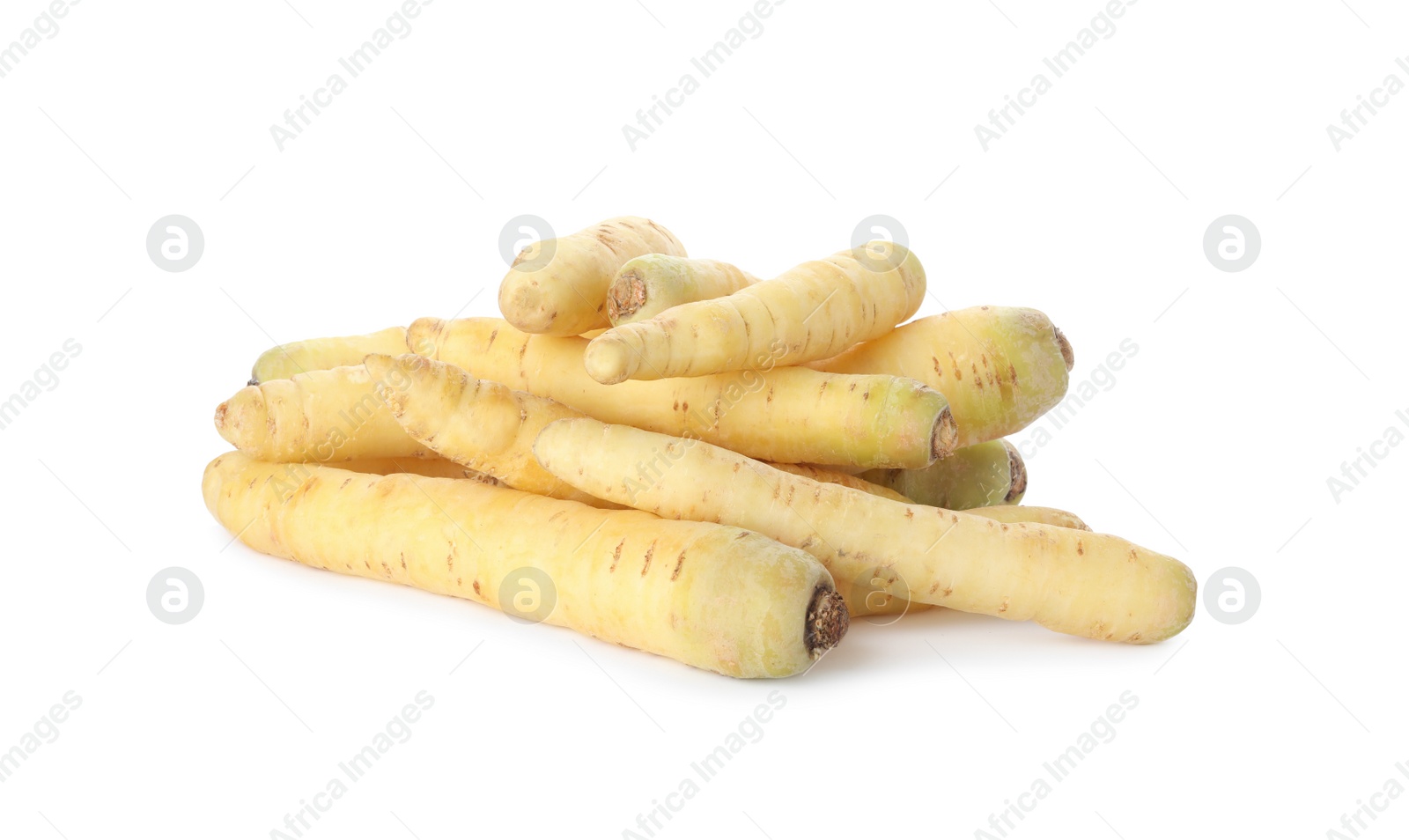 Photo of Whole fresh raw carrots isolated on white