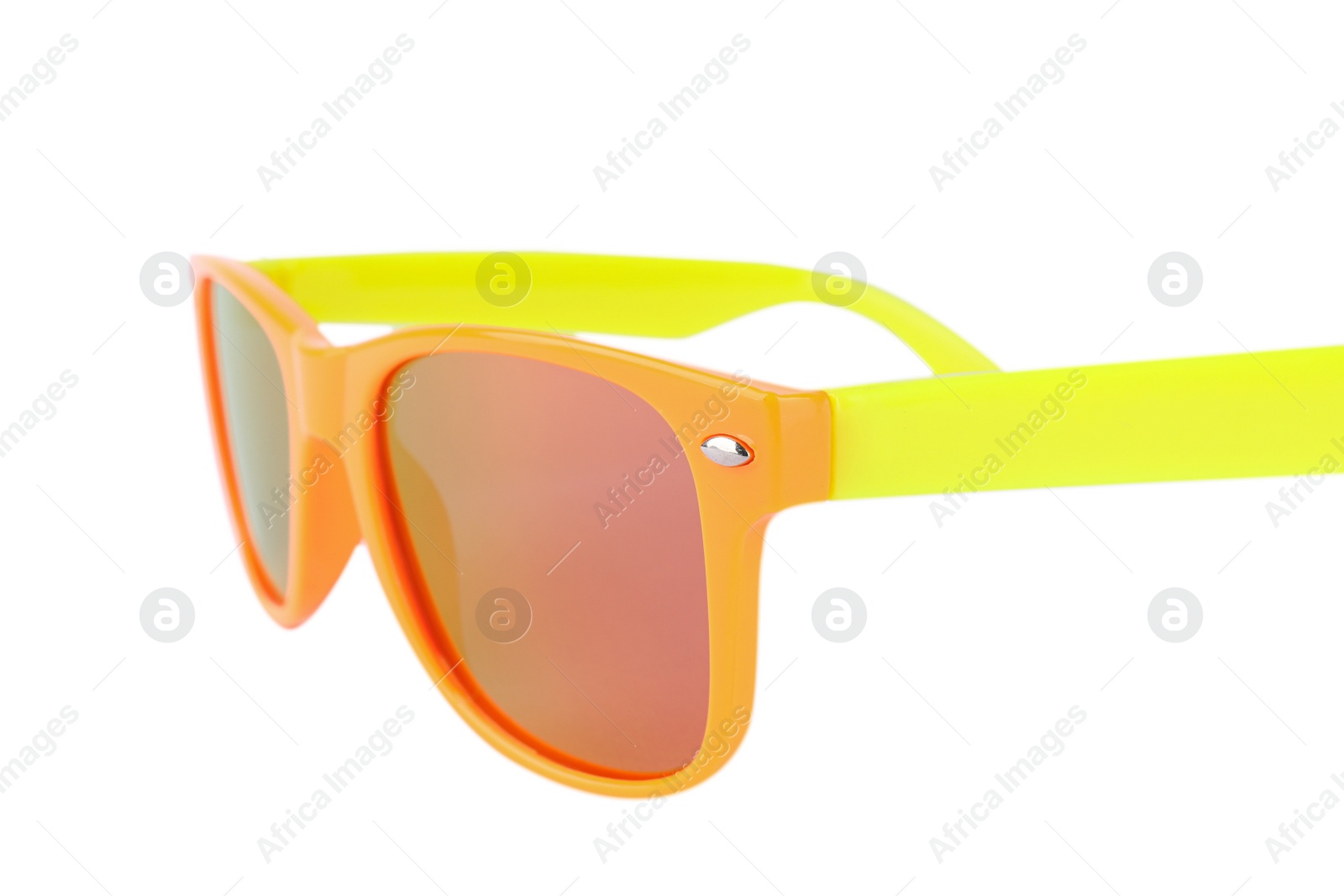 Photo of Stylish sunglasses isolated on white. Fashion accessory