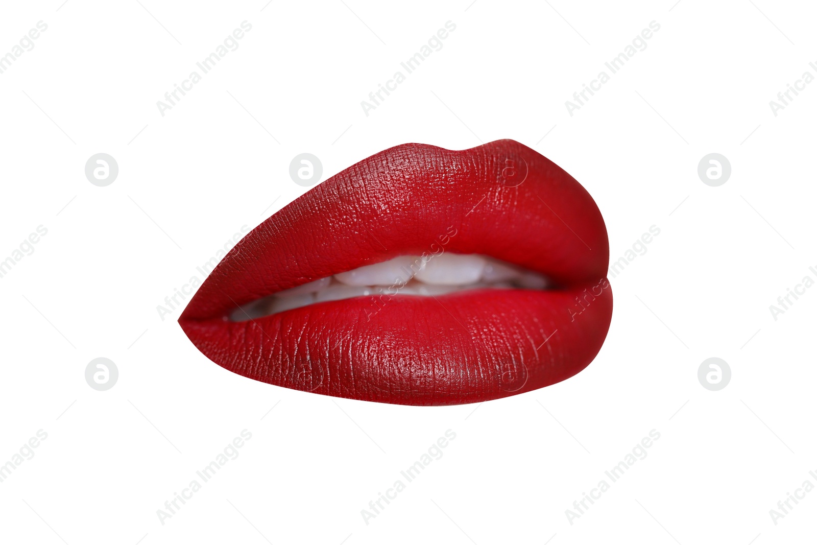 Image of Attractive lips with beautiful lipstick isolated on white