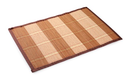 Sushi mat made of bamboo on white background