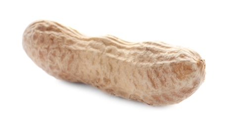 Raw peanuts in pod on white background