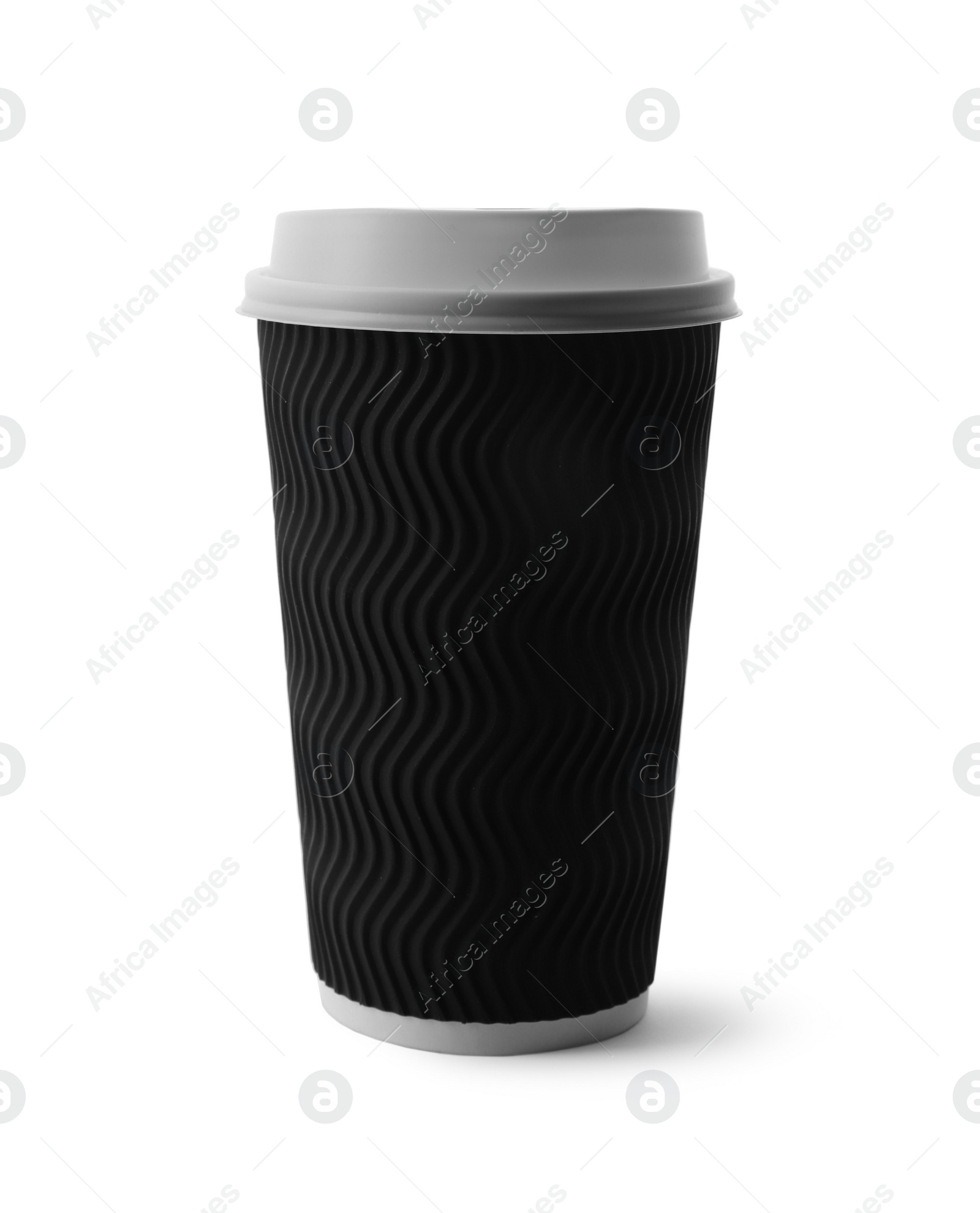 Photo of Takeaway paper coffee cup with lid isolated on white