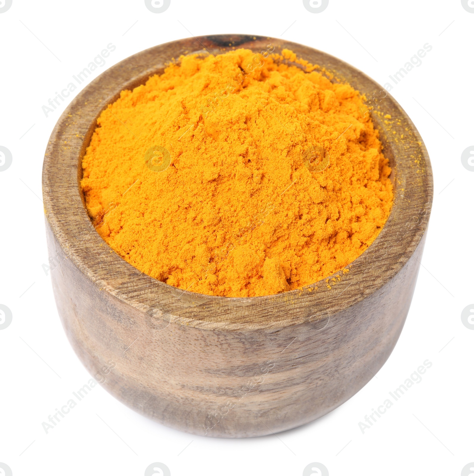 Photo of Aromatic saffron powder in bowl on white background