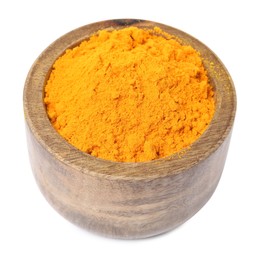 Photo of Aromatic saffron powder in bowl on white background