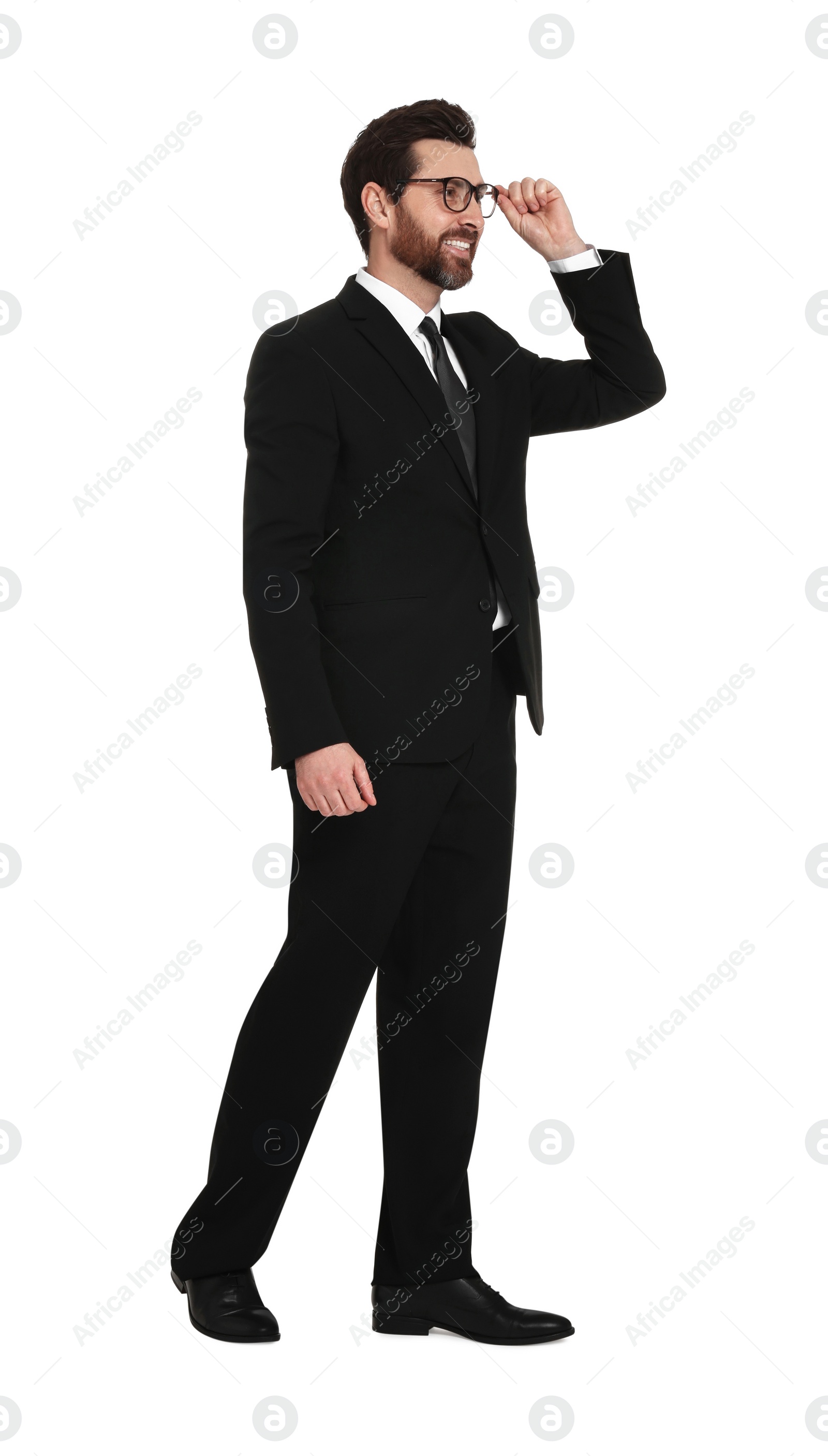 Photo of Handsome man with glasses on white background