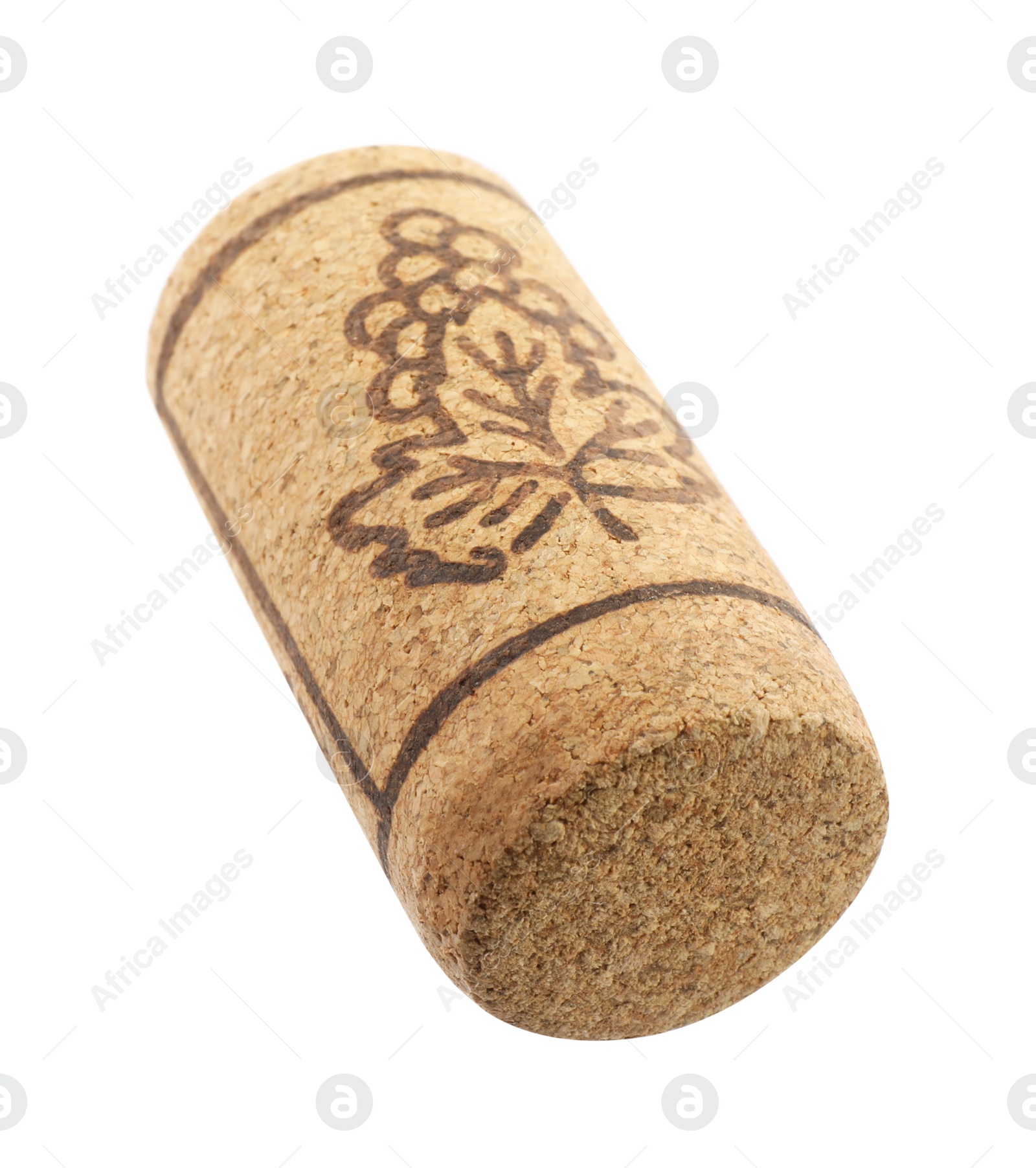 Photo of Wine cork with grape image isolated on white