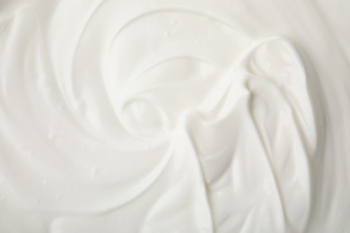 Photo of Delicious natural yogurt as background, top view