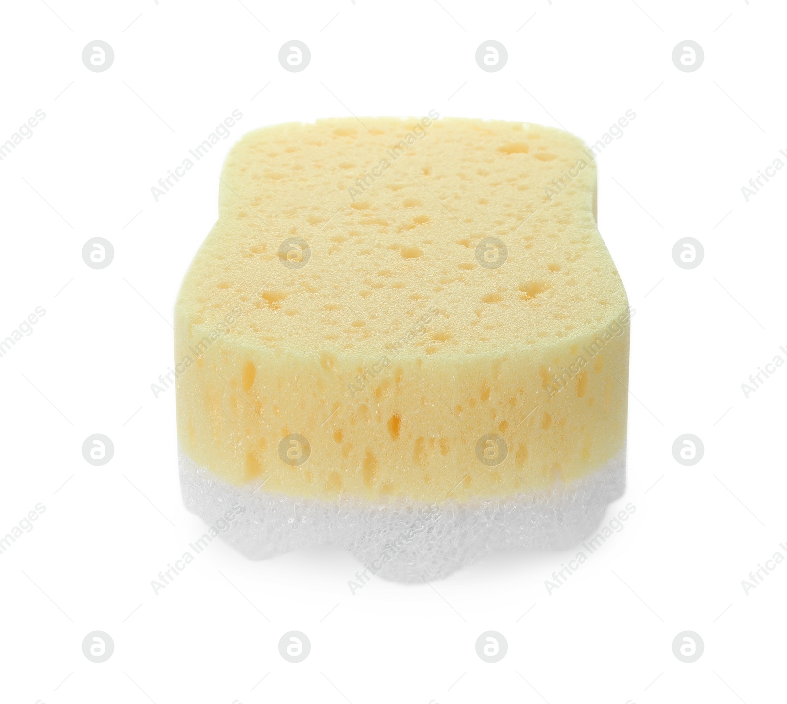 Photo of One new yellow sponge isolated on white