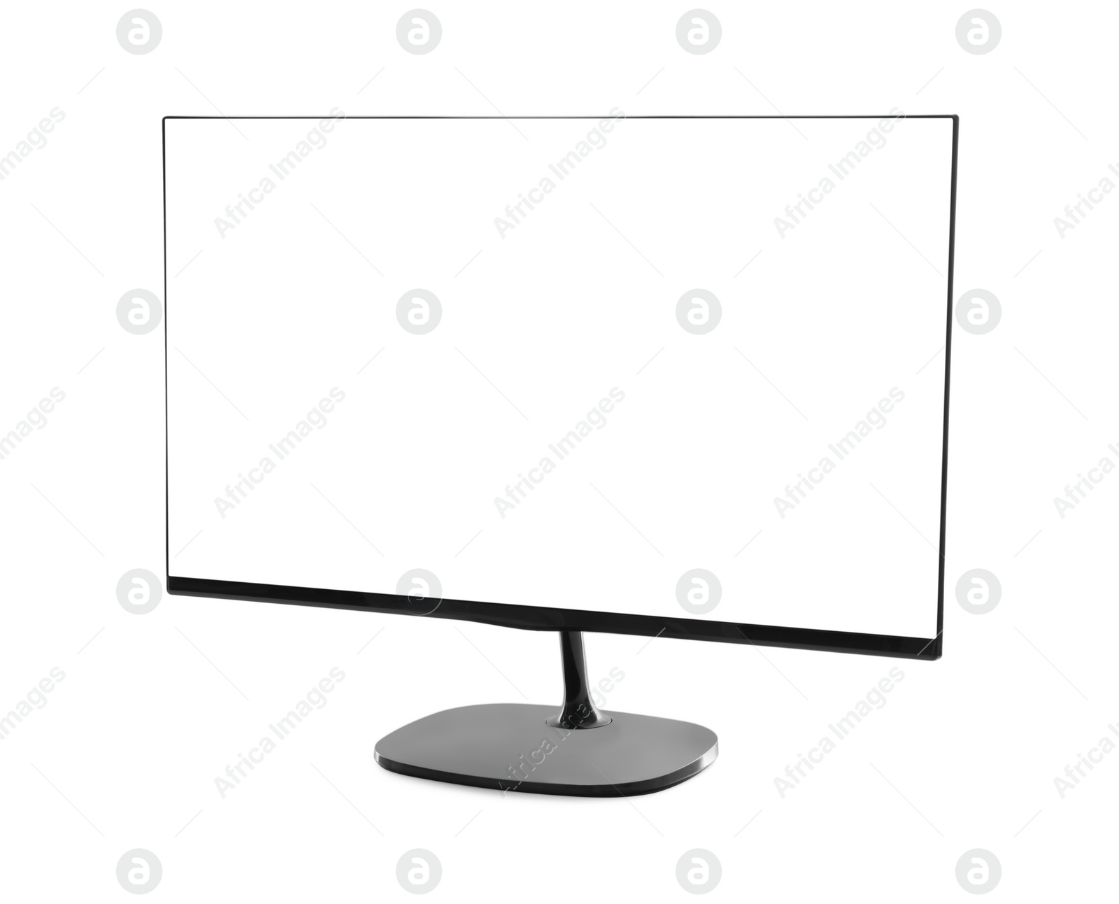 Photo of Modern computer monitor with black screen isolated on white