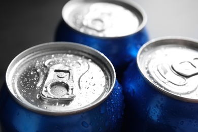Photo of MYKOLAIV, UKRAINE - FEBRUARY 08, 2021: Cans of Pepsi with water drops, closeup