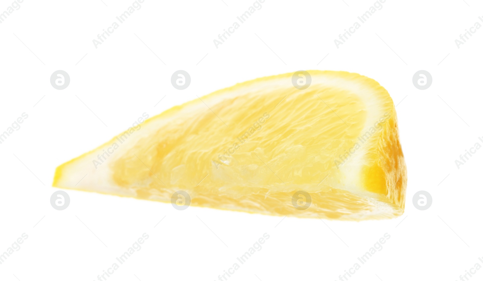 Photo of Slice of fresh lemon on white background