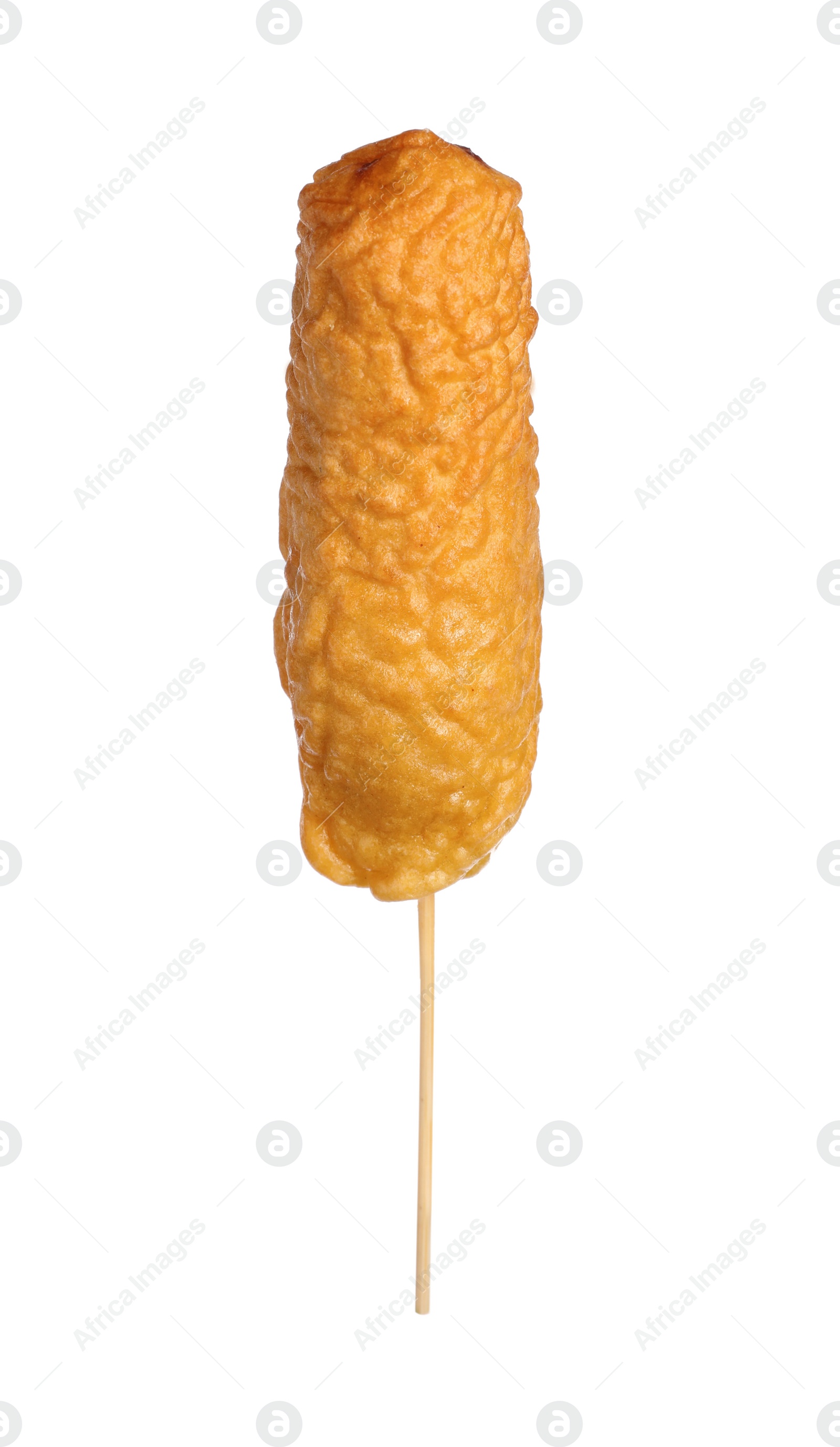 Photo of Delicious deep fried corn dog isolated on white