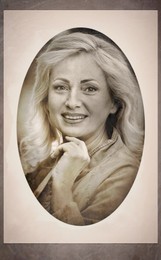 Image of Old picture of beautiful mature woman. Portrait for family tree