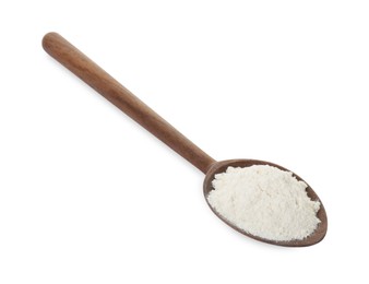 Baking powder in spoon isolated on white