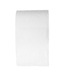 Roll of toilet paper on white background. Personal hygiene