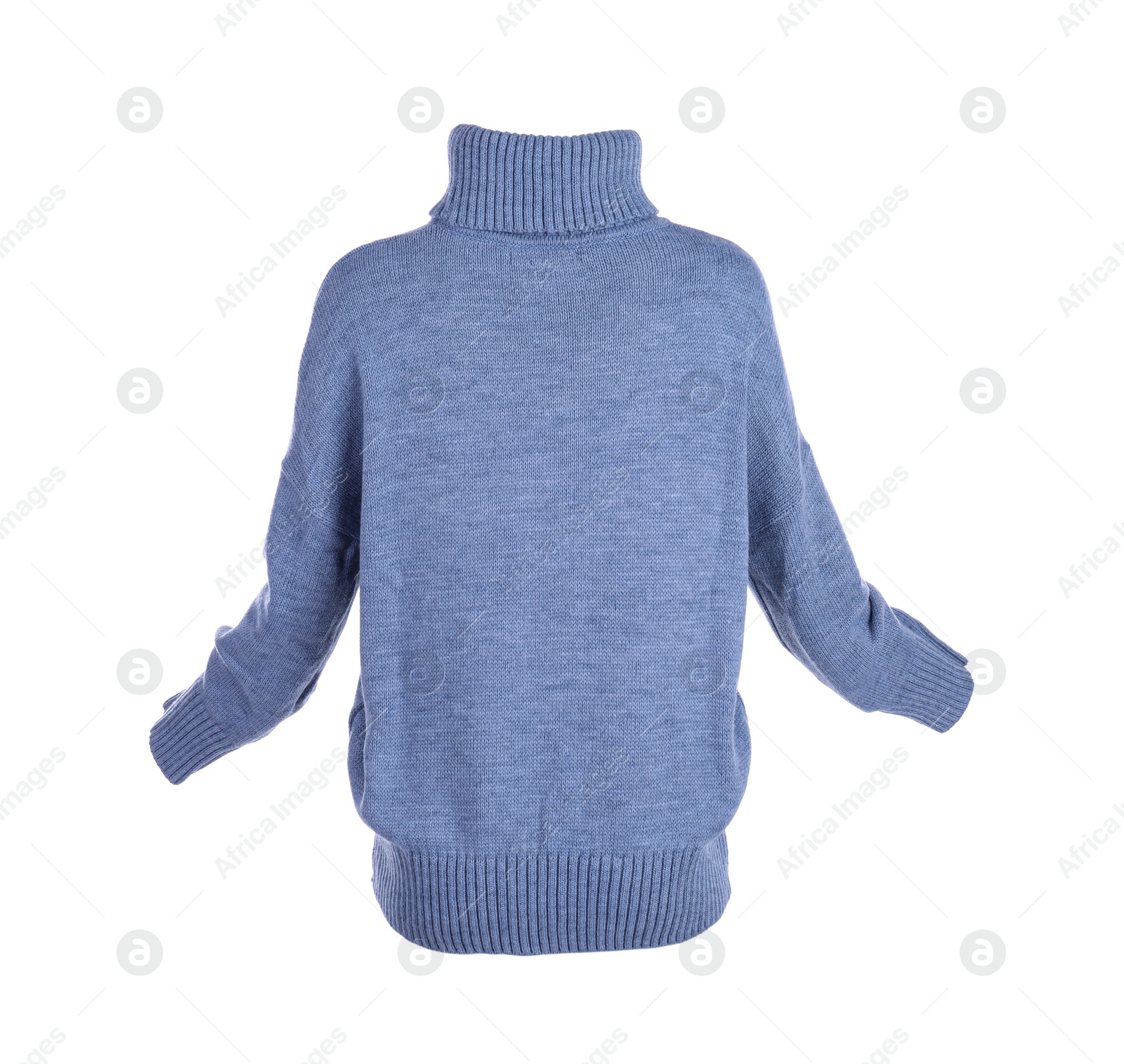 Photo of Stylish warm blue sweater isolated on white