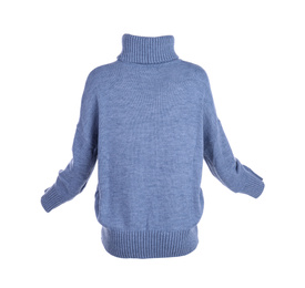 Photo of Stylish warm blue sweater isolated on white